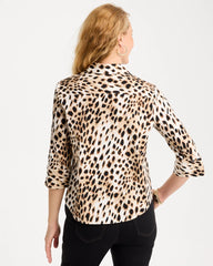 Chico's Outlet - Poplin Cotton Animal Print Tie-Front Top