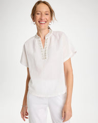 Chico's US - Linen Embellished Popover Top