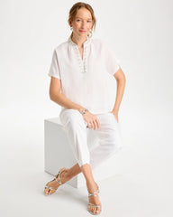 Chico's US - Linen Embellished Popover Top