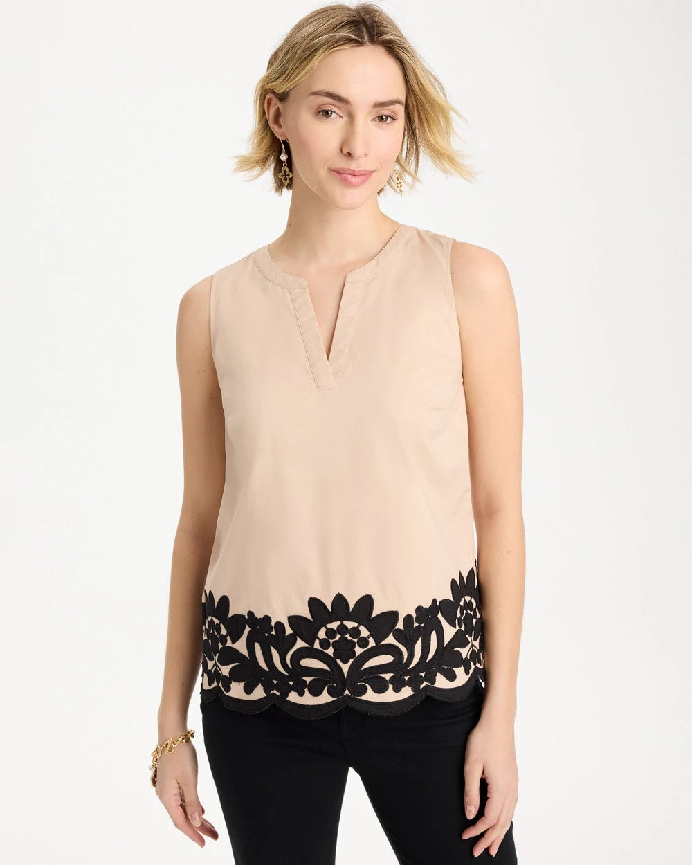 Chico's Outlet - Applique Embellished Sleeveless Top