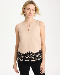 Chico's Outlet - Applique Embellished Sleeveless Top