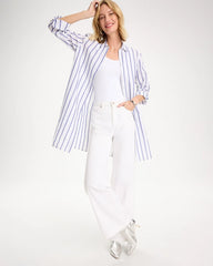 Chico's Sale - Linen Metallic Striped Duster Shirt