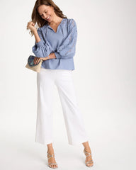 Chico's For Sale - Chambray Lace Tie-Front Blouse