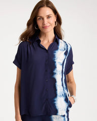 Chico's On Sale - Faux Silk Henley Colorblock Top