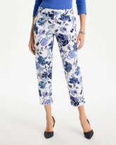 Chico's On Sale - Printed Relaxed Boyfriend Chino Fray Crop Pants