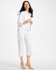 Chico's US - Sandstone Striped Emme Sateen Straight Capri Pants