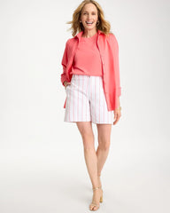 Chico's US - Striped Rivet Denim Trouser Shorts