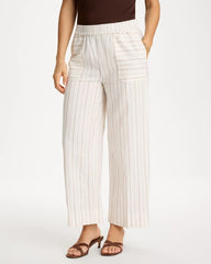 Chico's / Pinstriped Linen-Cotton Crop Pant