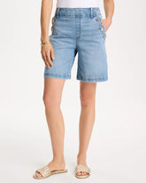 Chico's Sale - Pull-On Scallop Button Jean Shorts