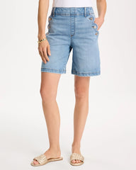 Chico's Sale - Pull-On Scallop Button Jean Shorts