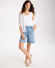 Chico's Sale - Pull-On Scallop Button Jean Shorts