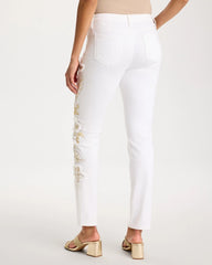 Chico's Outlet - No Stain Girlfriend Floral Embellished Slim Ankle Jeans