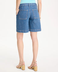 Chico's / Striped Denim Trouser Shorts