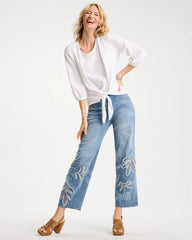 Chico's Online - Tropical Embroidery Pull-On Wide Crop Jean