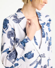 Chico's Discount - Linen Printed Piped Boyfriend Blazer