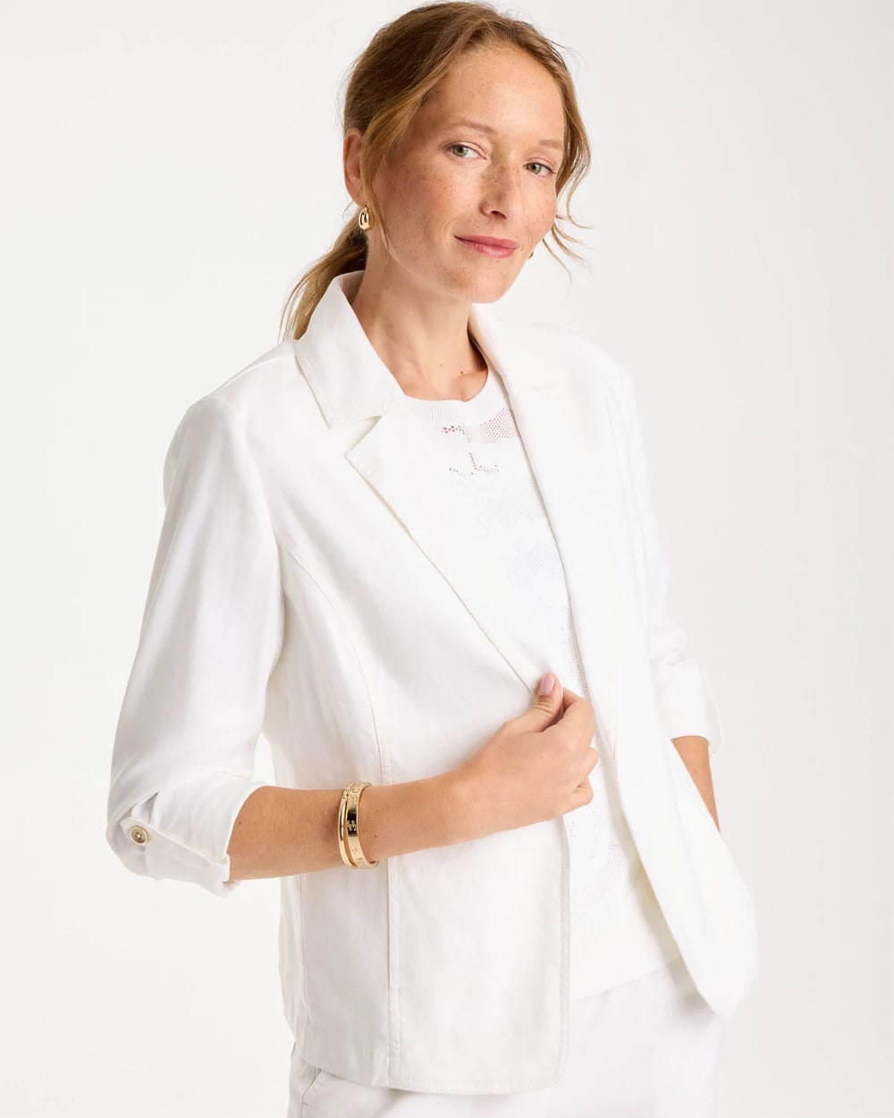 Chico's Sale - Linen Roll Sleeve Blazer