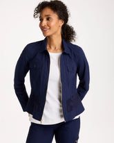 Chico's / Poplin Cotton Lace Peplum Jacket