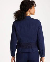 Chico's / Poplin Cotton Lace Peplum Jacket