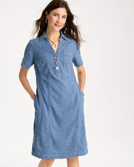 Chico's Sale - Soft-Stretch Hemp Denim Shirtdress