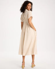 Chico's For Sale - Linen-Blend Metallic Striped Dress