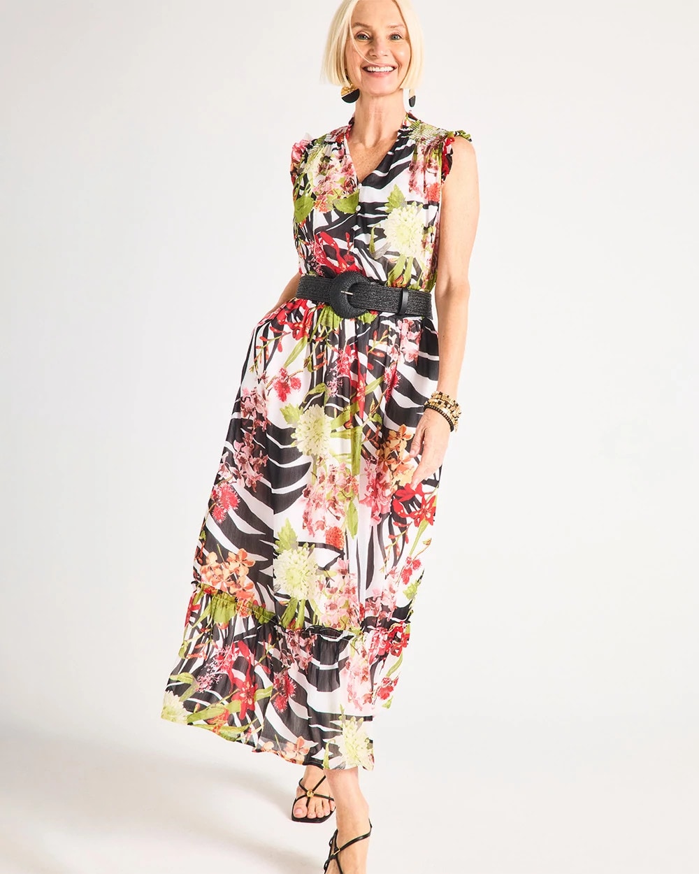 Chico's / Crinkle Chiffon Animal Print Dress