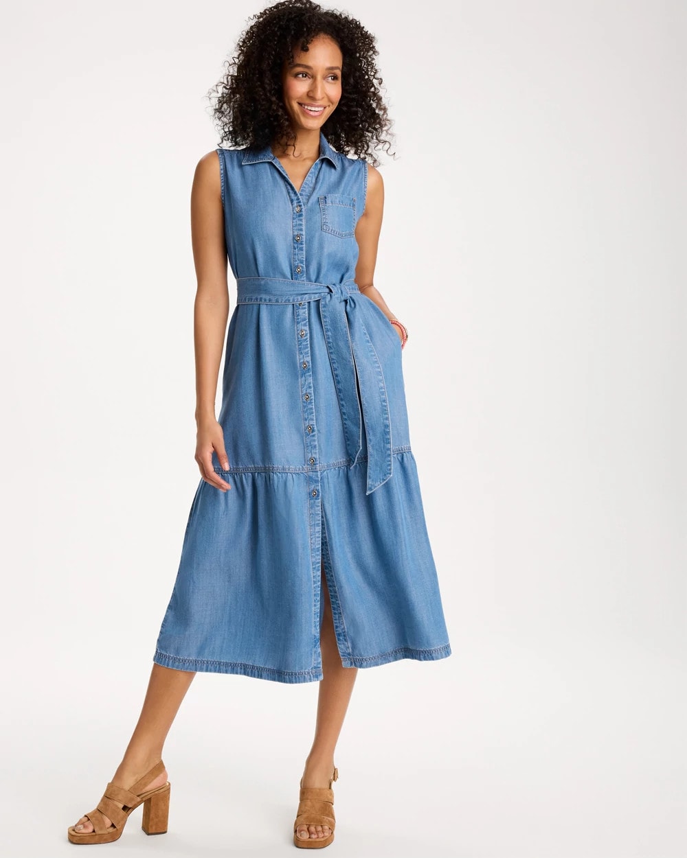 Chico's Sale - Twill Denim Belted Shirtdress