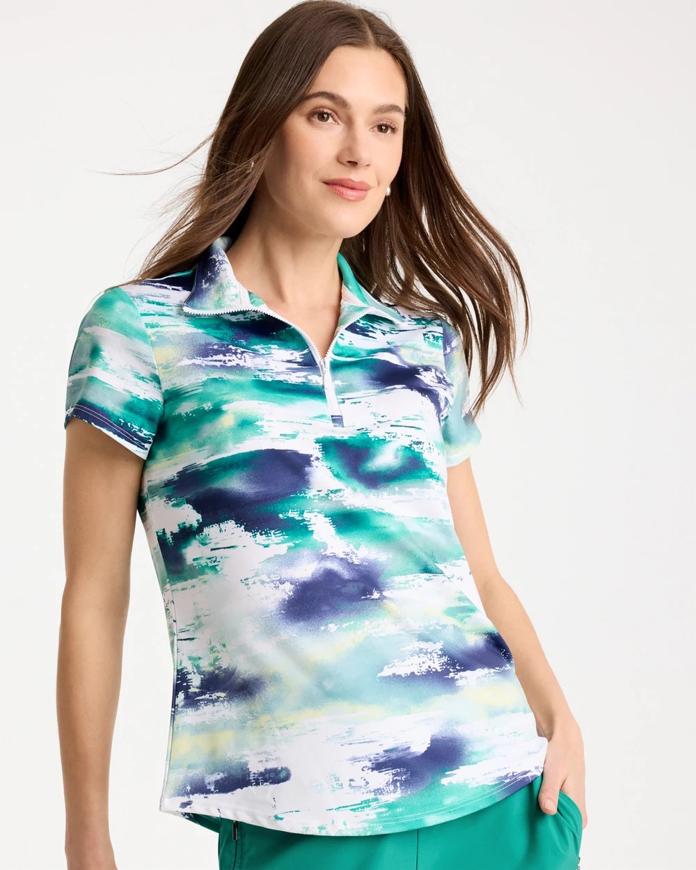 Chico's Outlet - Zenergy® UPF Watercolor Half Zip Polo