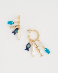 Chico's Discount - Fish Charm Crinkle Hoop Earrings