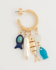Chico's Discount - Fish Charm Crinkle Hoop Earrings