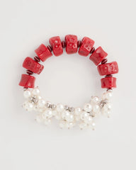 Chico's Discount - Red Resin Pearlescent Stretch Bracelet