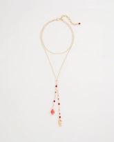 Chico's / Coral Genuine Stone Y-Pendant Necklace