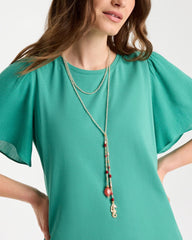 Chico's / Coral Genuine Stone Y-Pendant Necklace
