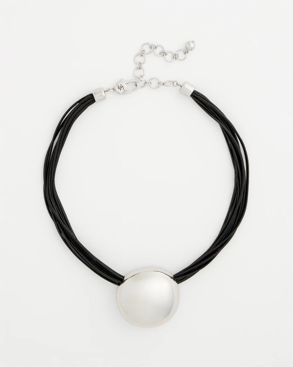 Chico's Outlet - Silver Pendant Cord Necklace