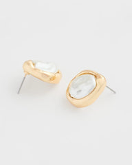 Chico's Outlet - Pearlescent Golden Rimmed Stud Earrings