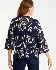 Chico's Sale - Woven Crochet Lace Contrast Kimono