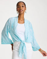 Chico's / Georgette Tie-Front Chevron Kimono