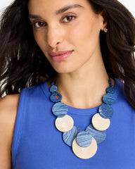 Chico's Sale - Chico's Originals Blue Neutral Wood Bib Necklace