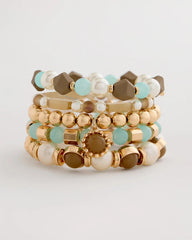 Chico's For Sale - Aqua Stretch Set of Five Beaded Bracelets