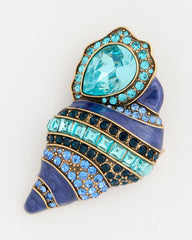 Chico's Discount - Faux Blue Halo Diamond Conch Shell Brooch