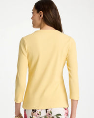 Chico's / Ribbed Button Crewneck Tee