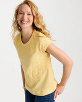 Chico's Discount - Monochrome Embroidered Cap-Sleeve Tee