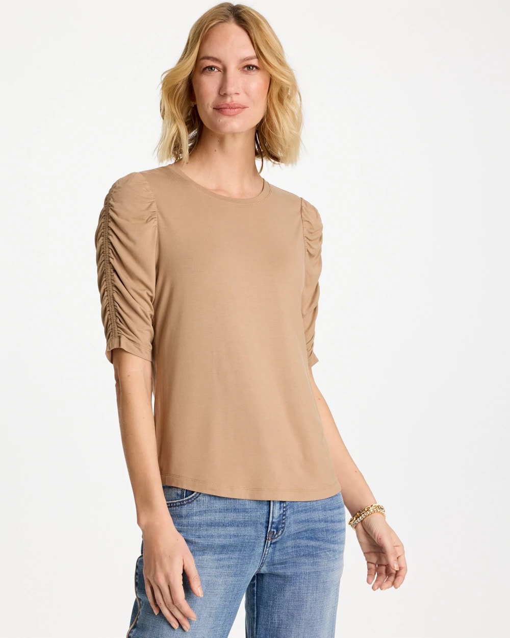 Chico's Discount - Touch of Cool™ Ruched Sleeve Knit Tee