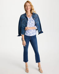 Chico's For Sale - Printed Puff Sleeve Slub Henley