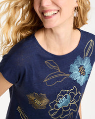 Chico's Discount - Embroidered Linen Dolman Tee