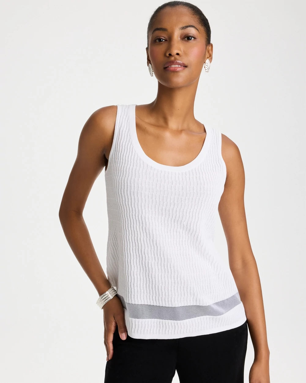 Chico's US - Travelers™ Sheer Stripe Tank