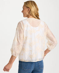 Chico's For Sale - Embroidered Tassel Tie-Front Top
