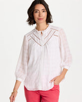 Chico's Outlet - Cutwork Trim Chiffon Blouse