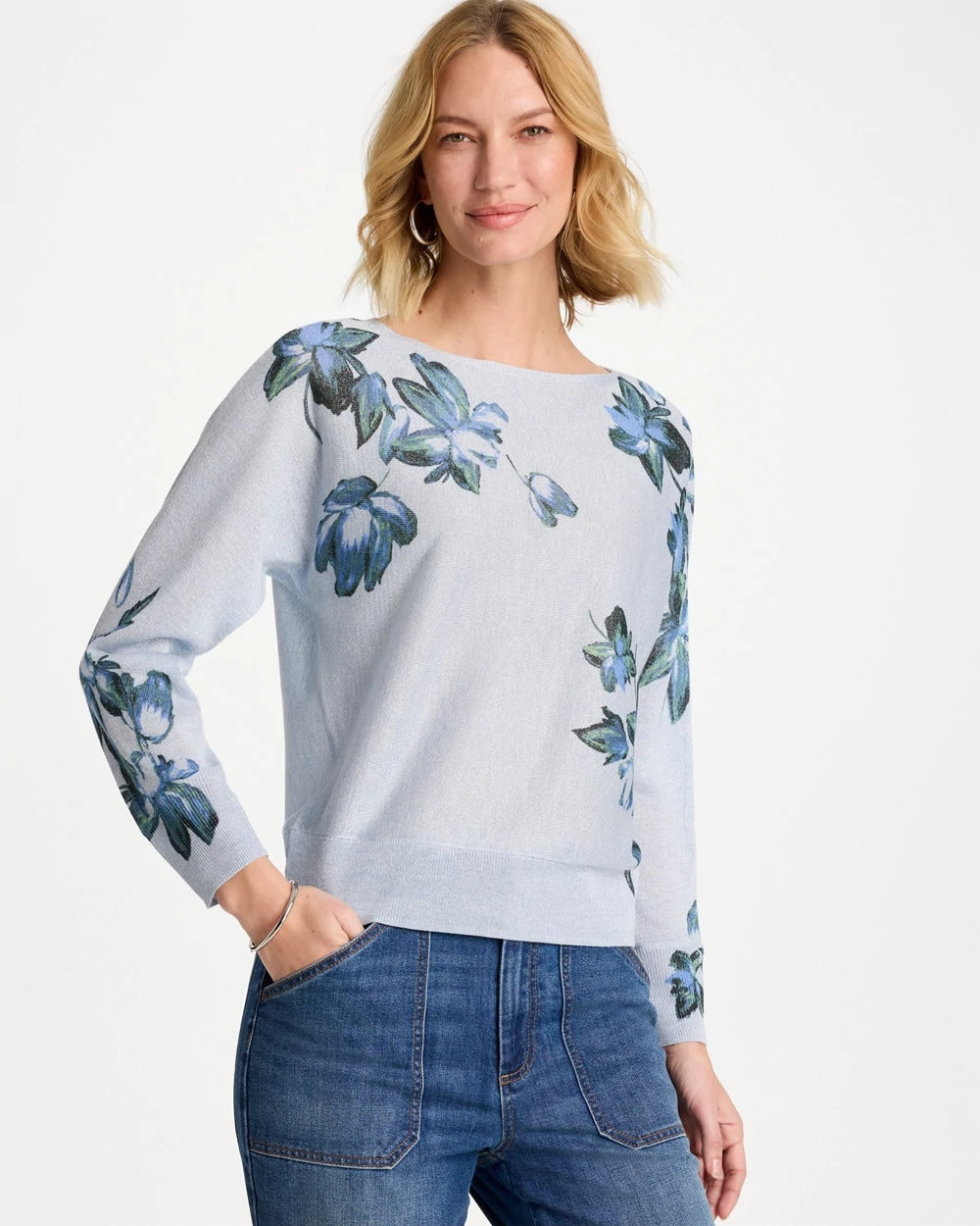 Chico's On Sale - Floral Print Pullover Sweater