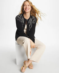 Chico's US - Embroidered Crewneck Cardigan Jacket