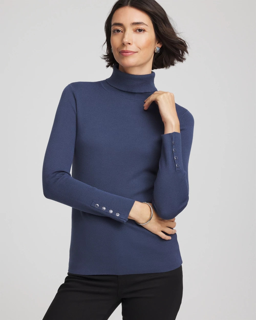 Chico's Sale - Ella Button Cuff Turtleneck Sweater
